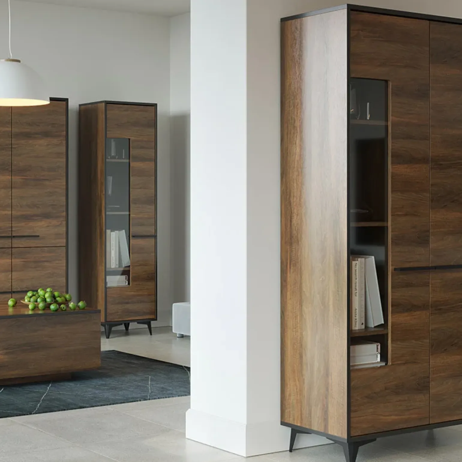Cassettiera 91x95h cm 3 cassetti noce Line