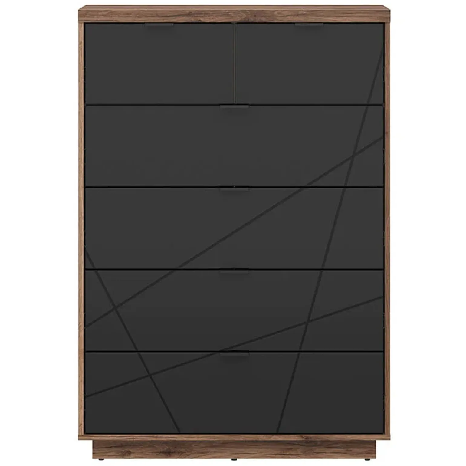 Cassettiera 90x131h cm 5 cassetti rovere scuro nero opaco Elin
