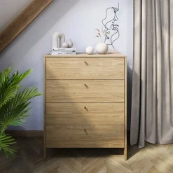 Cassettiera 92x116h cm 4 cassetti rovere Noor