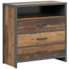 Cassettiera 91x90h cm 3 cassetti stile soft rovere scuro nero Urbania