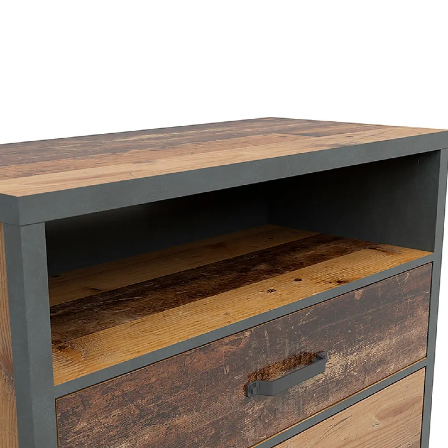Cassettiera 91x90h cm 3 cassetti stile soft rovere scuro nero Urbania