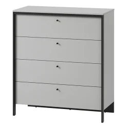 Cassettiera 101x115h cm 4 cassetti con LED grigio nero Luna
