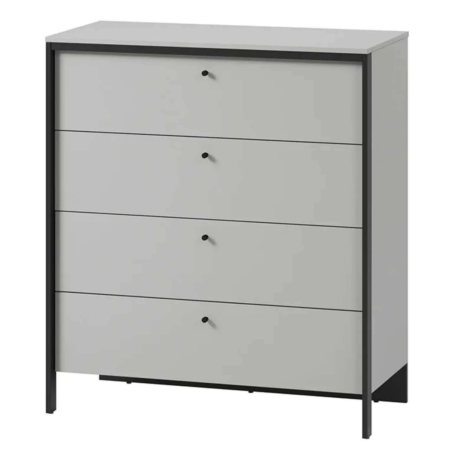 Cassettiera 101x115h cm 4 cassetti con LED grigio nero Luna