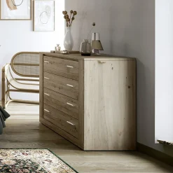 Cassettiera 100x90h cm 4 cassetti rovere rustico Ombra