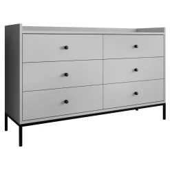 Cassettiera 130x80h cm design moderno 6 cassetti grigio Pollon