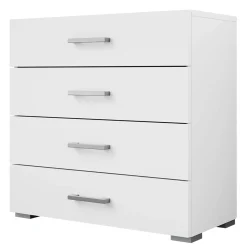 Cassettiera 77x74h cm design moderno 4 cassetti bianco Pastello