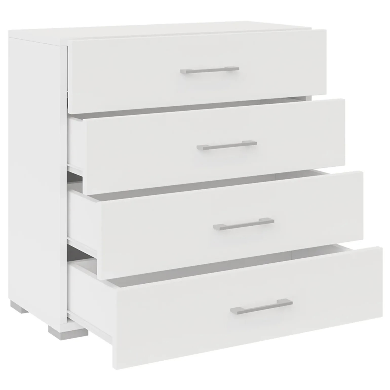 Cassettiera 77x74h cm design moderno 4 cassetti bianco Pastello