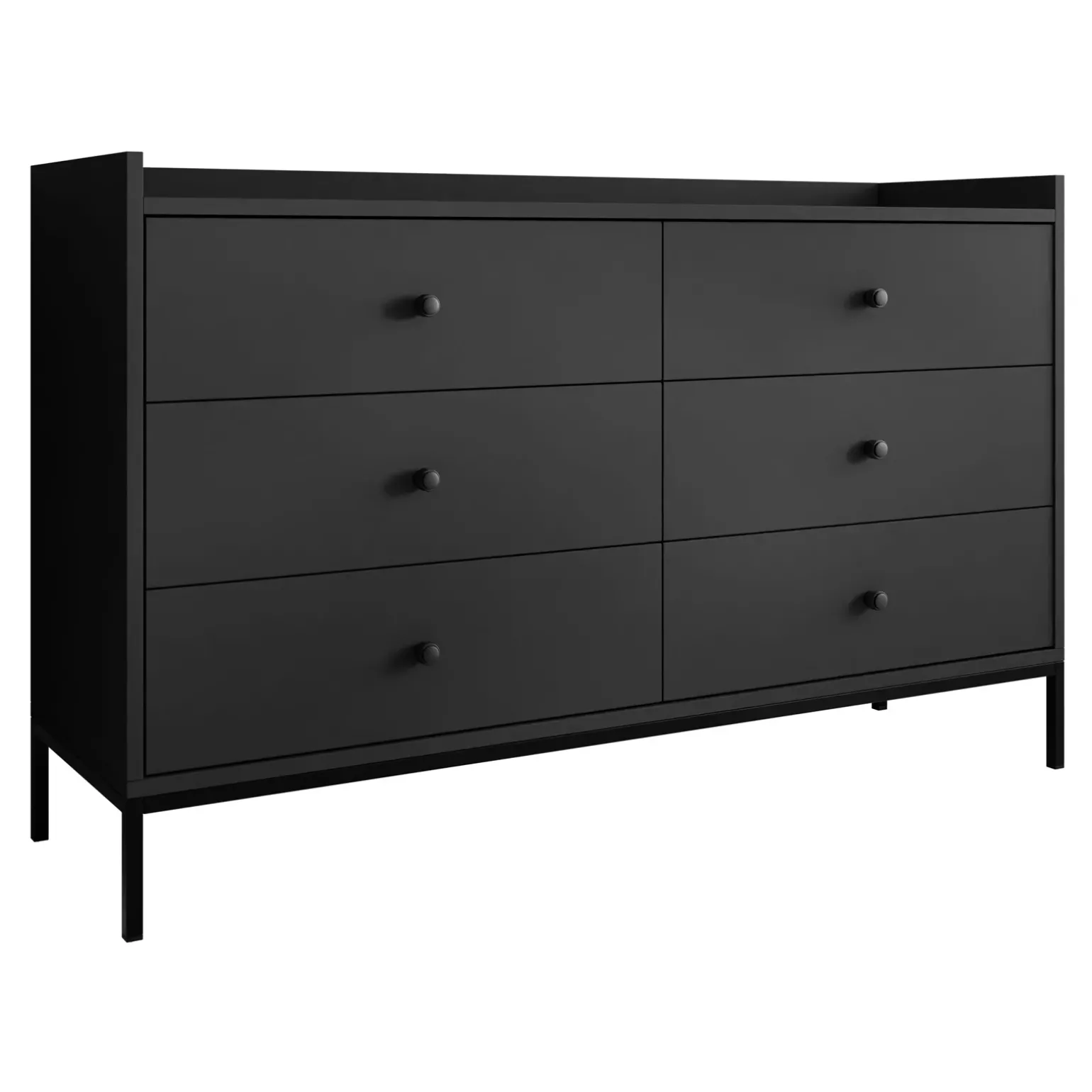 Cassettiera 130x80h cm design moderno 6 cassetti nero Pollon