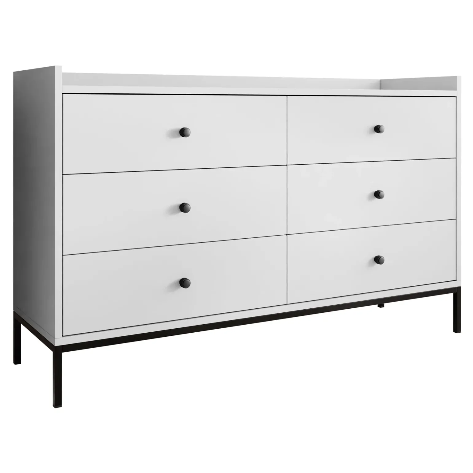 Cassettiera 130x80h cm design moderno 6 cassetti bianco Pollon