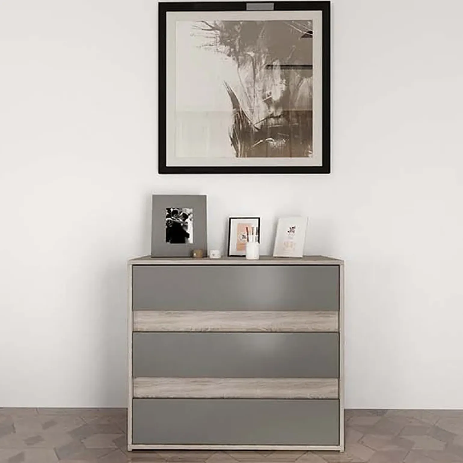 Cassettiera 80x70h cm moderna rovere grigio Altea