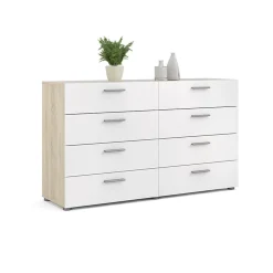 Cassettiera 138x83h cm moderna bianco lucido rovere Betty Gihome®