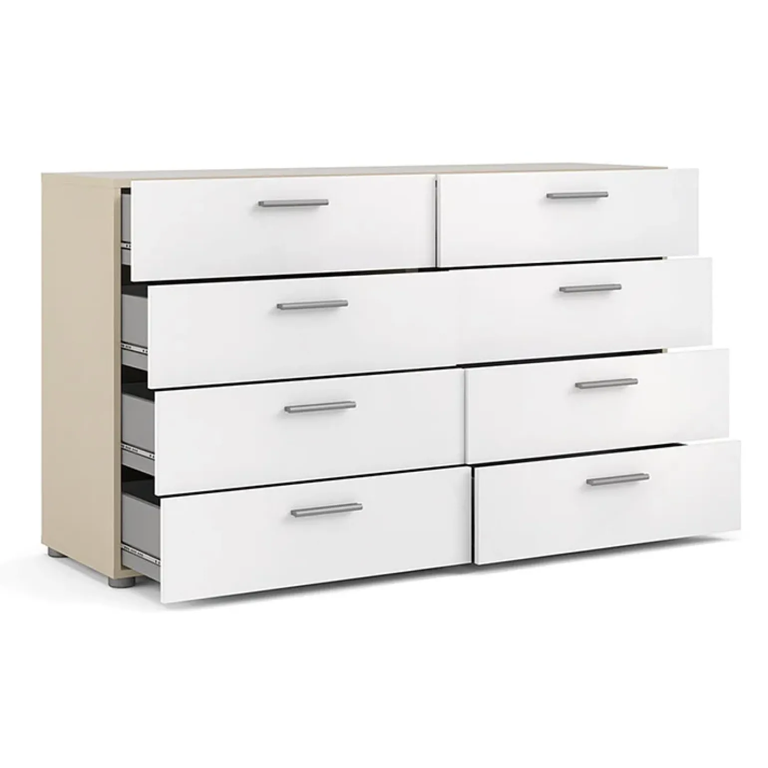 Cassettiera 138x83h cm moderna bianco lucido rovere Betty Gihome®