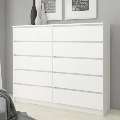 Cassettiera 140x120h cm moderna 10 cassetti bianco Living