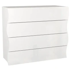 Cassettiera 90x80h cm moderna bianco laccato lucido Sea Gihome®