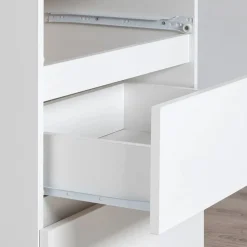 Cassettiera 140x77h cm moderna 6 cassetti bianco Living