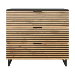 Cassettiera 80x76h cm rustica design cannettato rovere nero List