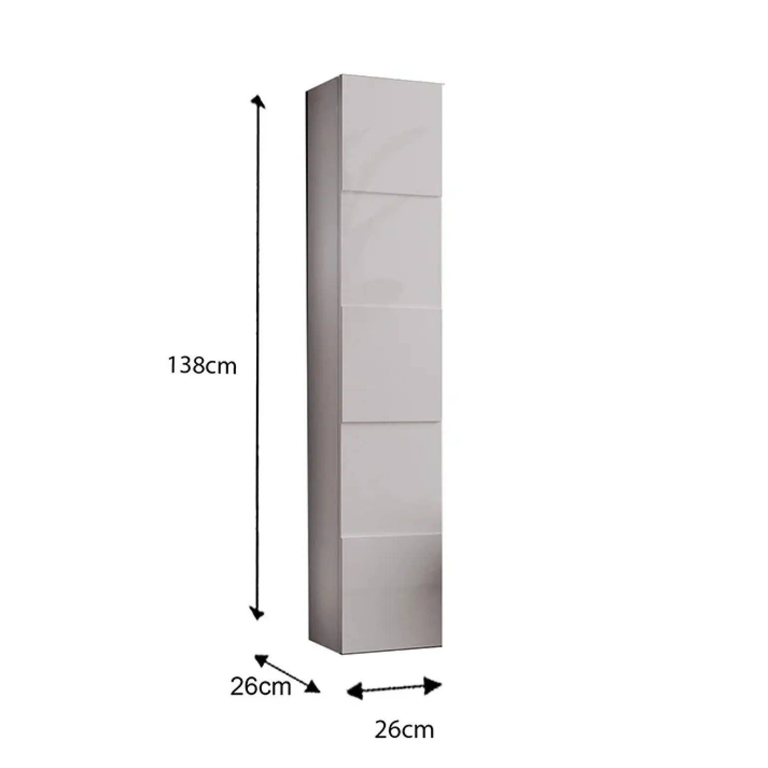 Colonna 1 anta 25x138h cm per bagno bianco lucido Toronto