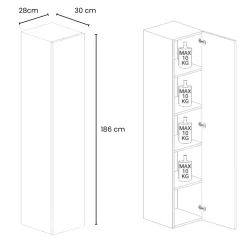 Colonna a terra 28x186h cm 1 anta reversibile multiuso antracite Sunset