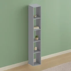 Colonna a terra 28x186h cm con 5 vani moderna soggiorno grigio scuro Alchimia