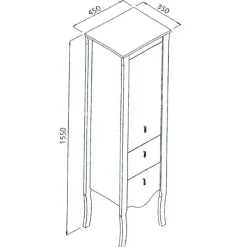 Colonna bagno classica 45x157h cm 2 cassetti bianca Brigit