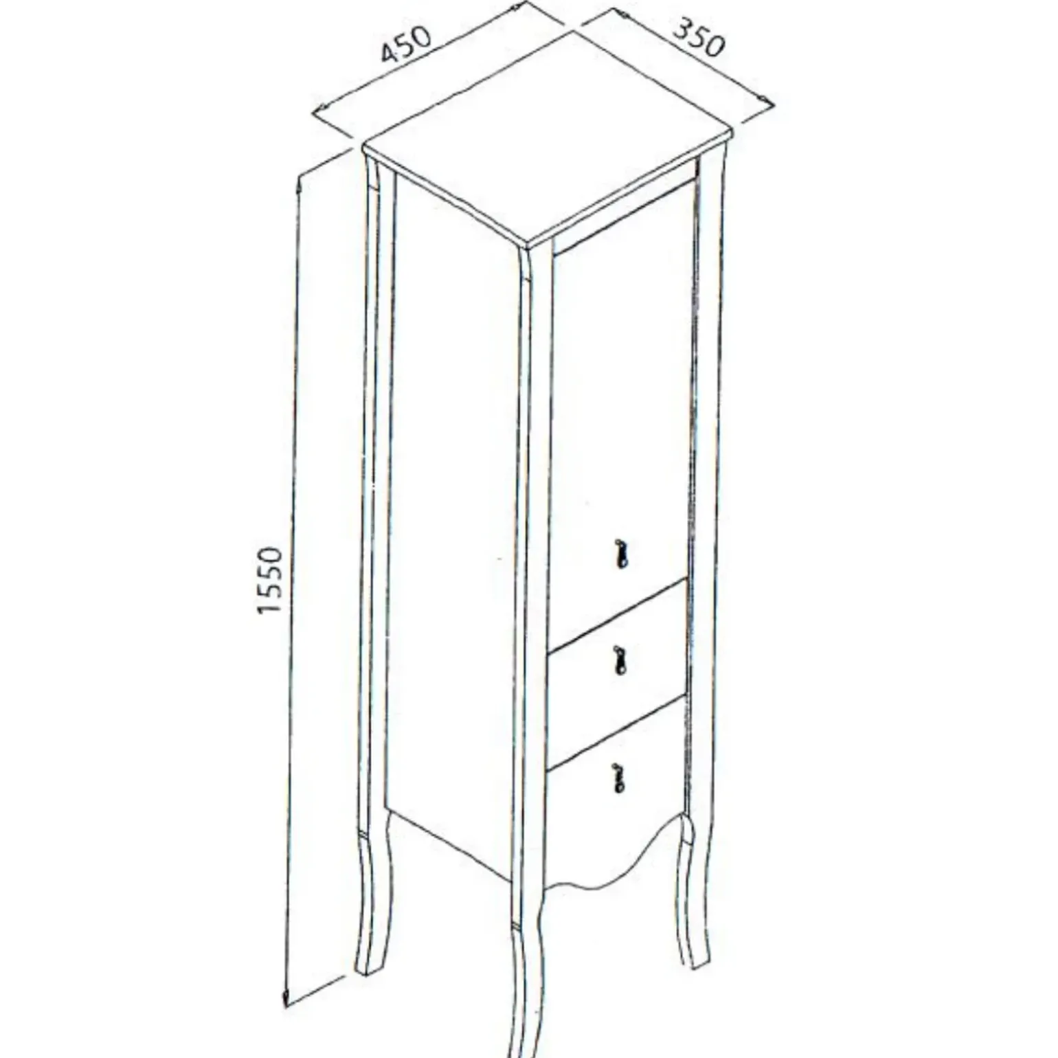 Colonna bagno classica 45x157h cm 2 cassetti bianca Brigit