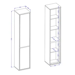 Colonna bagno sospesa 35x172h cm 2 ante tortora nero Linda