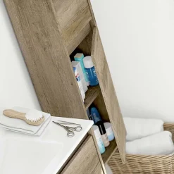 Colonna bagno sospesa 30x140h cm moderna rovere chiaro Eveline