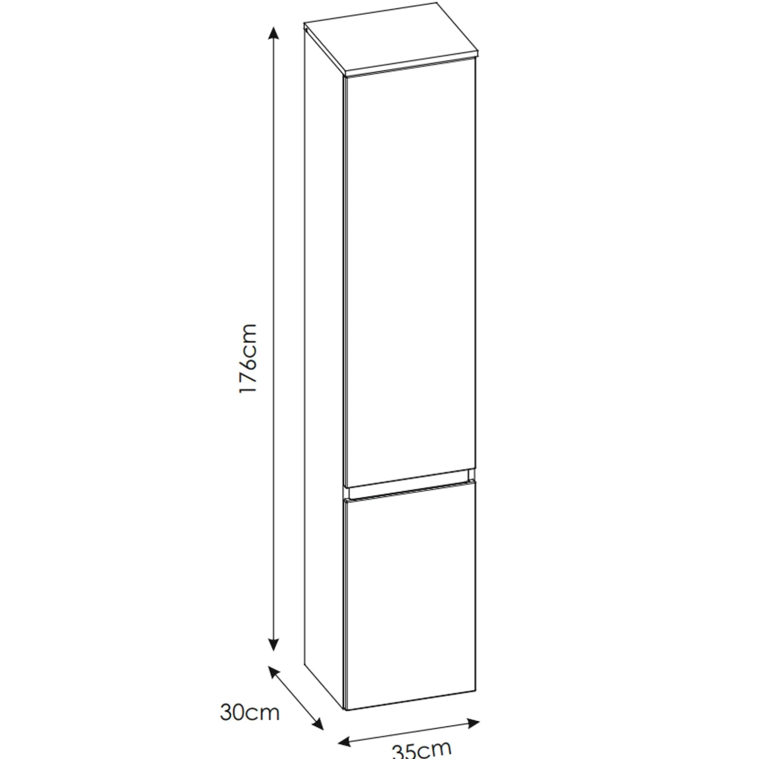 Colonna bagno sospesa 35x176h cm 2 ante bianco rovere Dual