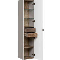 Colonna bagno sospesa 35x160h cm 1 anta 2 cassetti grigio Serif