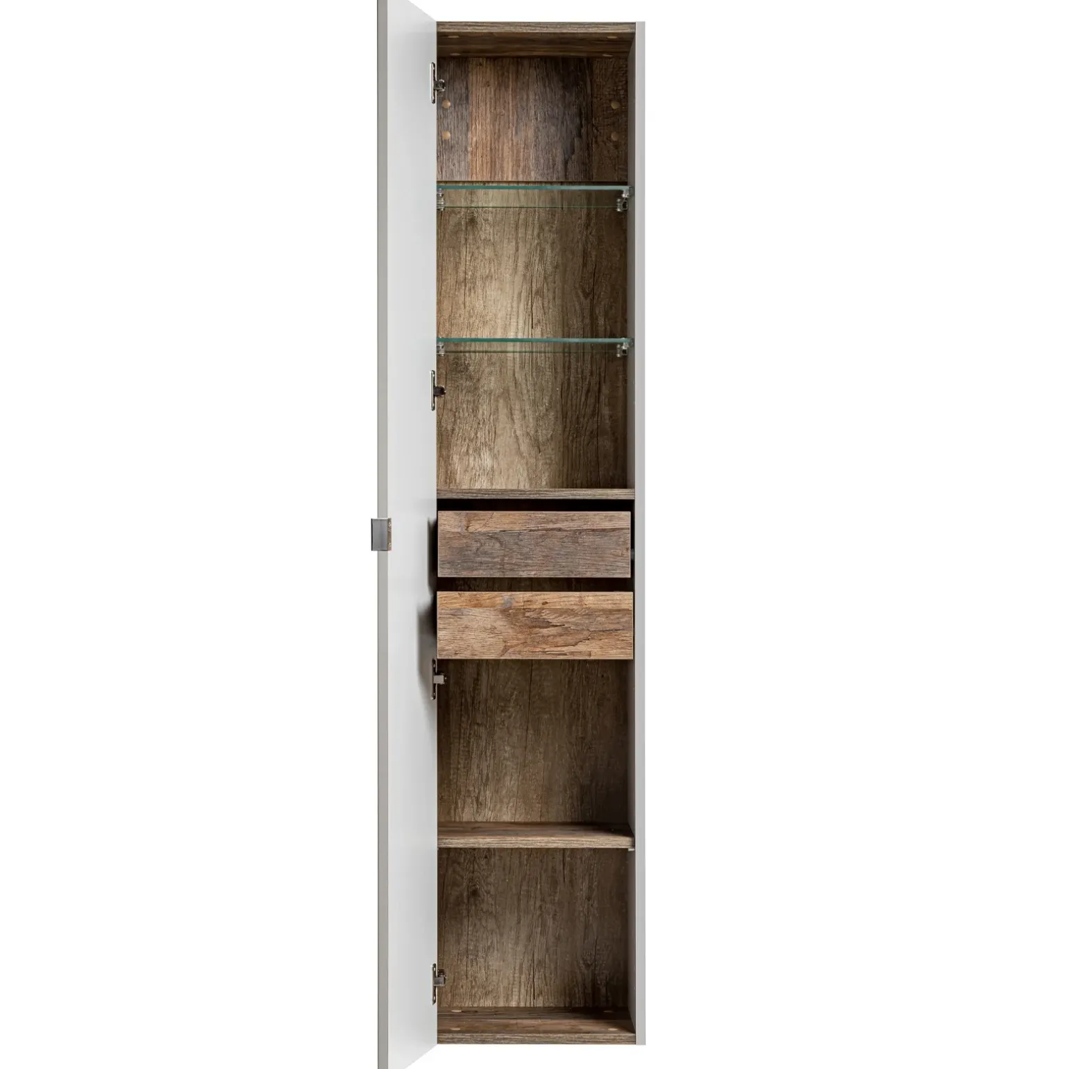 Colonna bagno sospesa 35x160h cm 1 anta 2 cassetti grigio Serif
