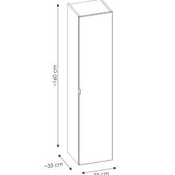 Colonna bagno sospesa 35x160h cm 1 anta 2 cassetti nero Serif