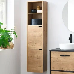 Colonna bagno sospesa 37x150h cm 2 ante 2 vani rovere Jasmund - Crown