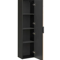 Colonna bagno sospesa 35x140h cm cannettato 1 anta quercia antracite Limpid