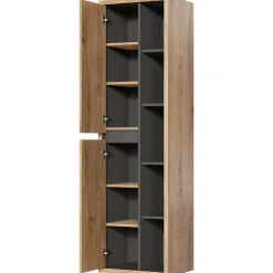 Colonna bagno sospesa 50x170h cm 2 ante rovere antracite Veny