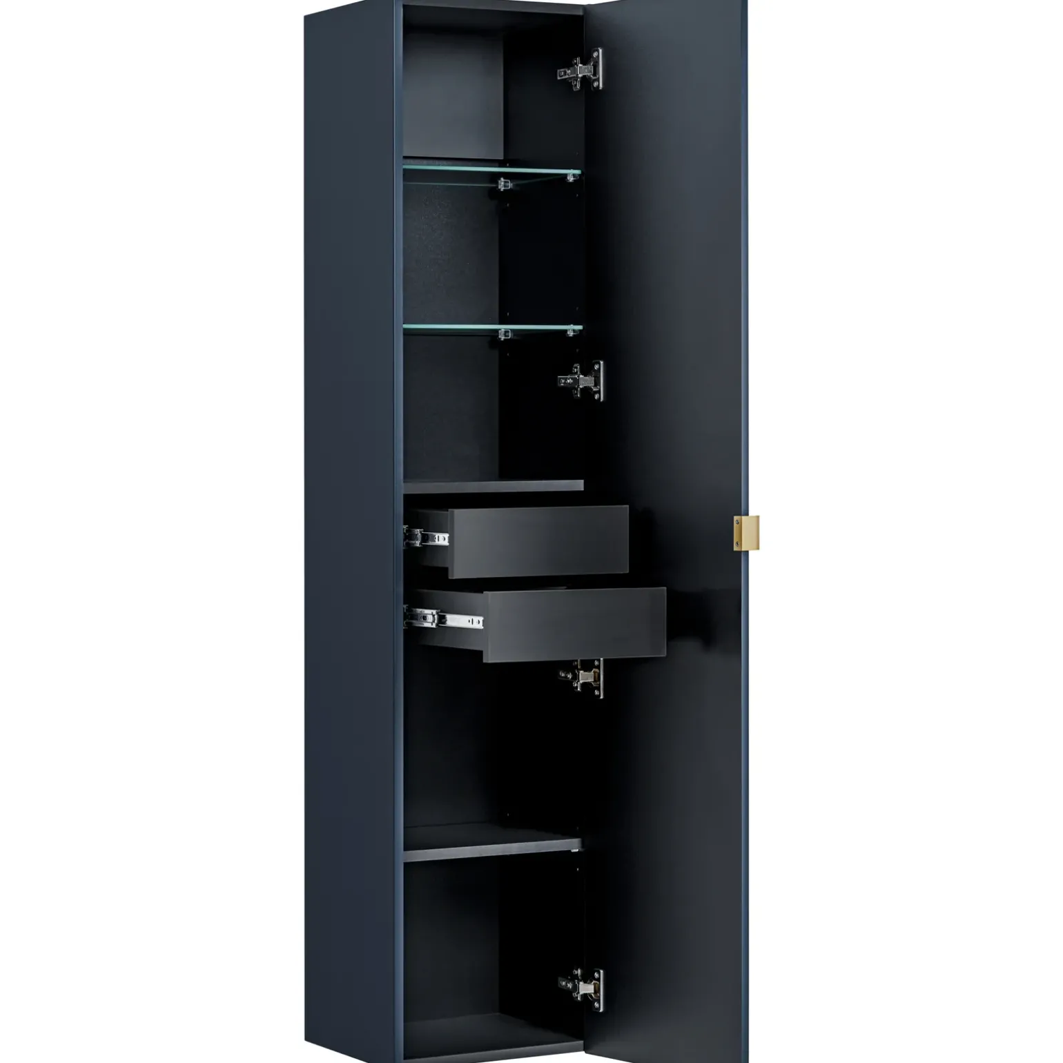 Colonna bagno sospesa 35x160h cm 1 anta 2 cassetti cannettato blu Deep