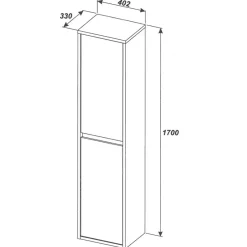 Colonna bagno sospesa 40x170h cm 2 ante rovere antracite Stony