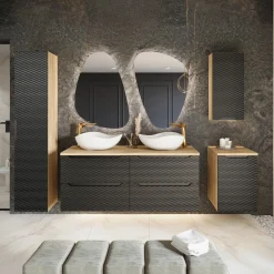 Colonna bagno sospesa 35x170h cm 1 anta nero rovere Swim