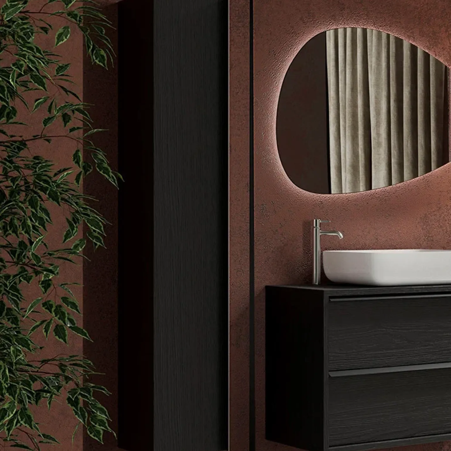 Colonna bagno 26x138h cm 1 anta nero frassinato Absolut
