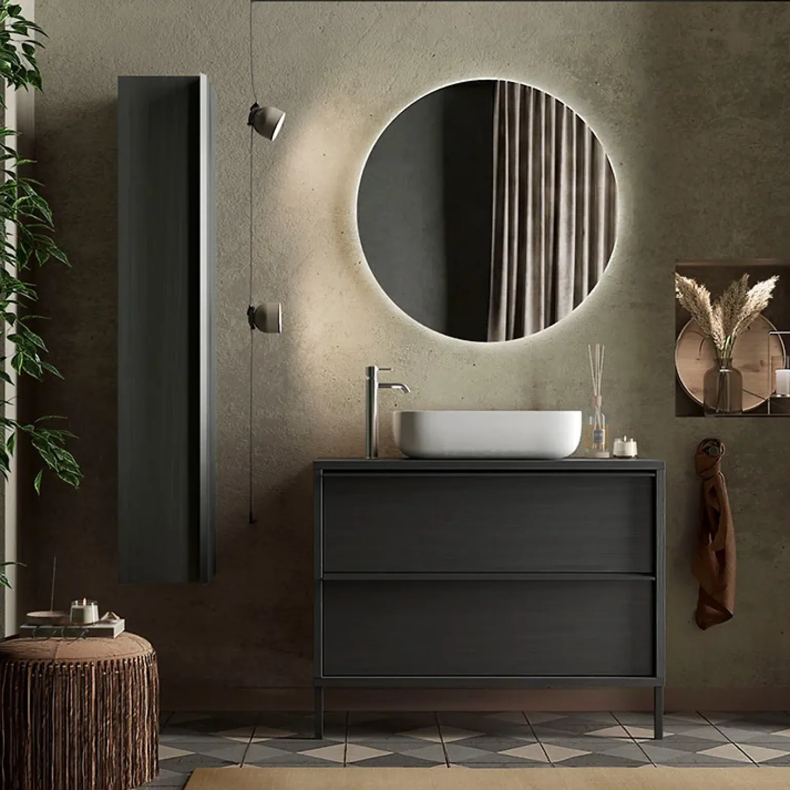 Colonna bagno 26x138h cm 1 anta nero frassinato Absolut