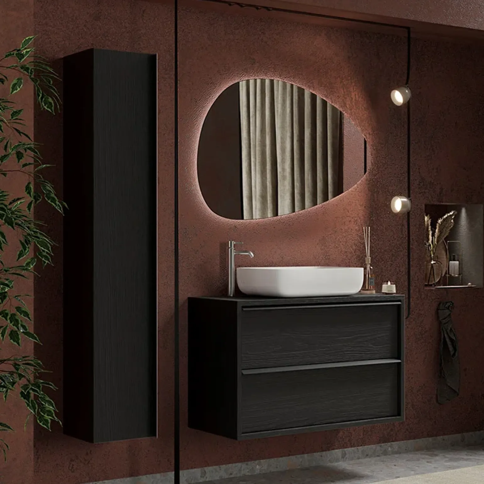 Colonna bagno 26x138h cm 1 anta nero frassinato Absolut