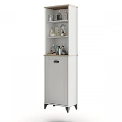 Colonna bagno 47x168h cm 1 anta 3 vani rovere bianco Ilias