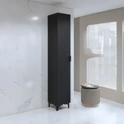 Colonna bagno 35x198h cm 1 anta nero frontale decorato Konny