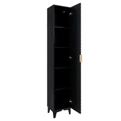 Colonna bagno 35x198h cm 1 anta nero frontale decorato Konny