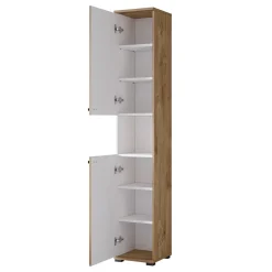 Colonna bagno 35x195h cm 2 ante 1 vano a giorno bianco lucido rovere Crystal