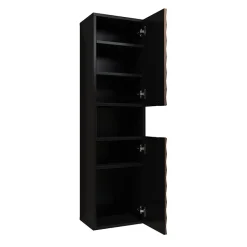 Colonna bagno 34x133h cm 2 ante 1 vano a giorno nero ante noce decorate Silvy