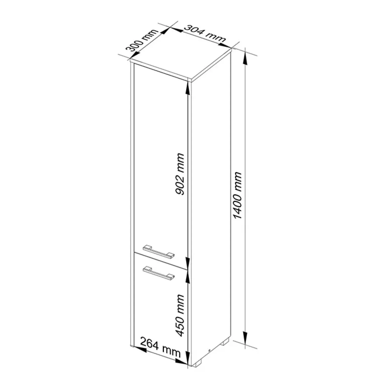 Colonna bagno 30x140h cm 2 ante grigio bianco Woters