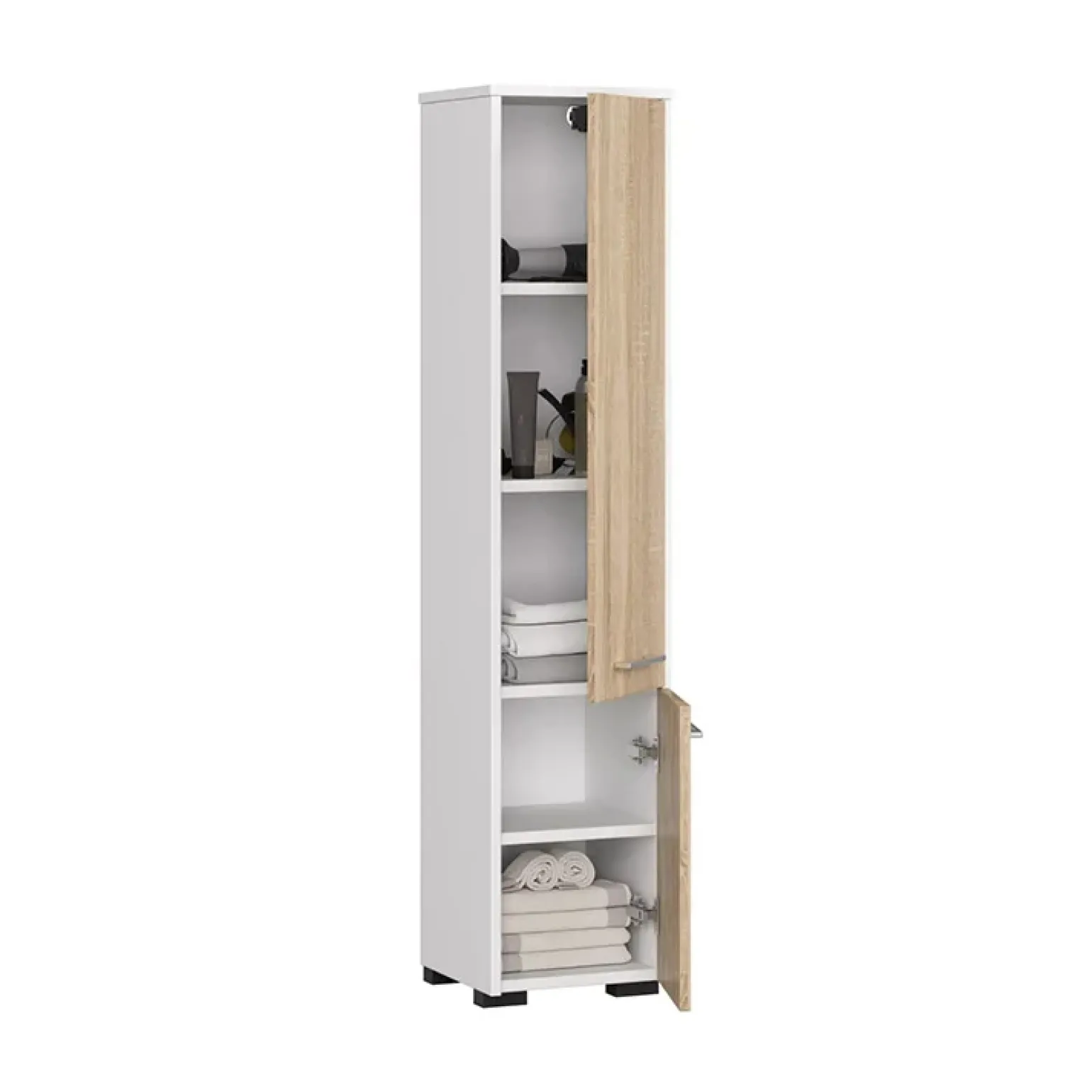 Colonna bagno 30x140h cm 2 ante rovere bianco Woters