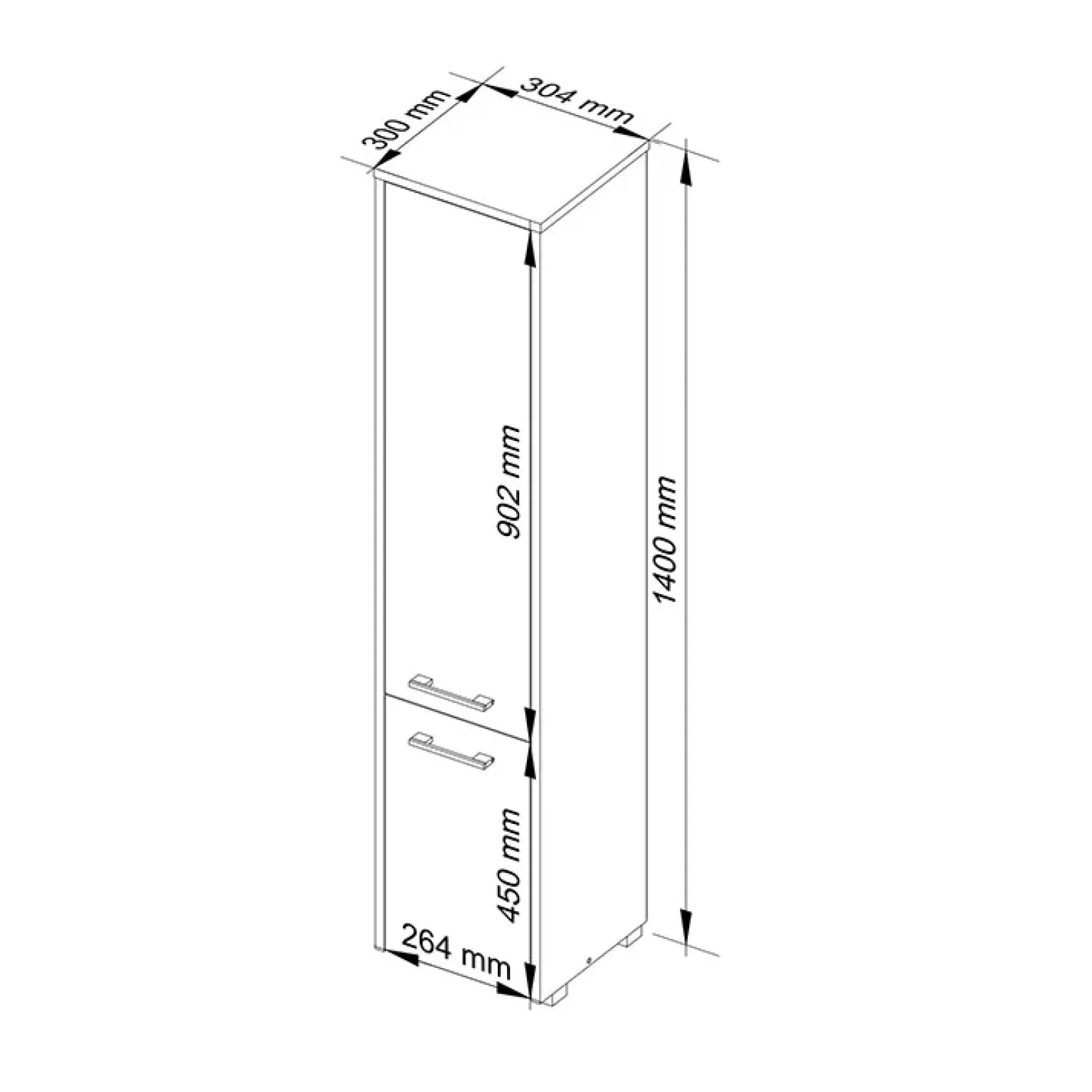 Colonna bagno 30x140h cm 2 ante rovere bianco Woters