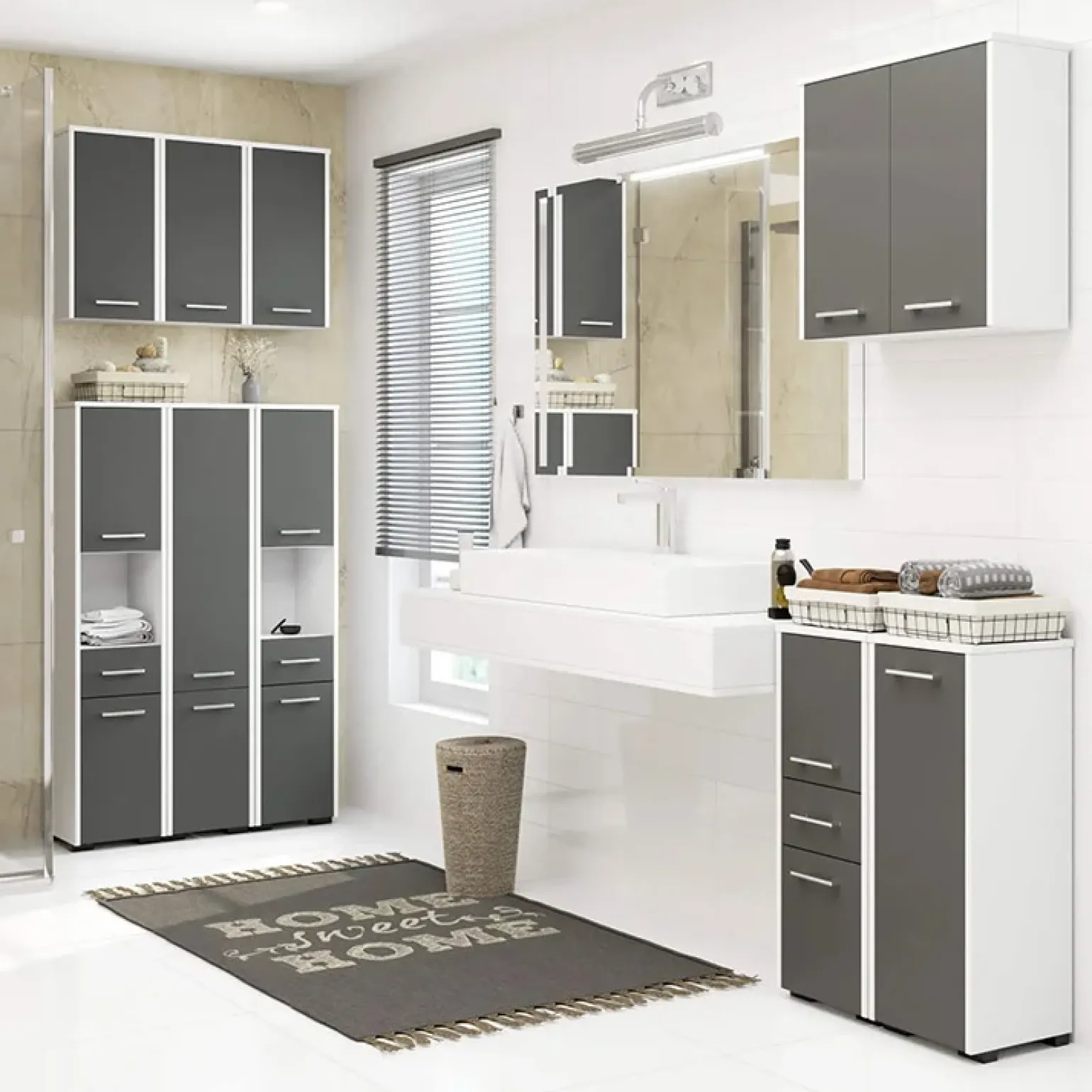 Colonna bagno 30x85h cm bassa 1 anta grigio bianco Woters