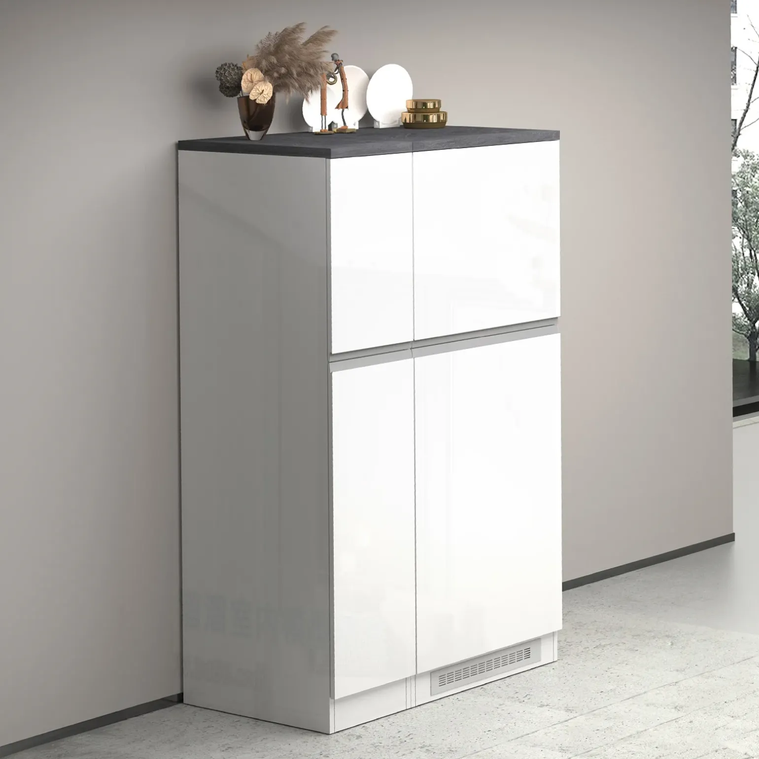 Colonna frigo dispensa cucina 90x165h cm moderna bianco grigio pietra Gourmet